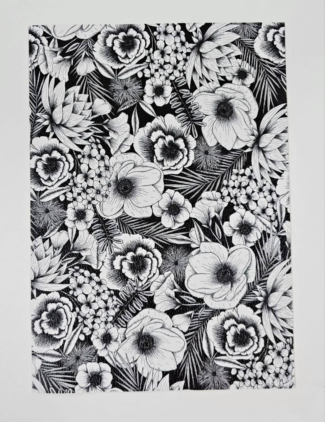 Faux Leather : 1 Piece Botanical Black/White (BOT)