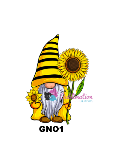 Gnome_GNO1 3D UV Stickers : Gnome with Sunflower Sticker (Code GNO1)