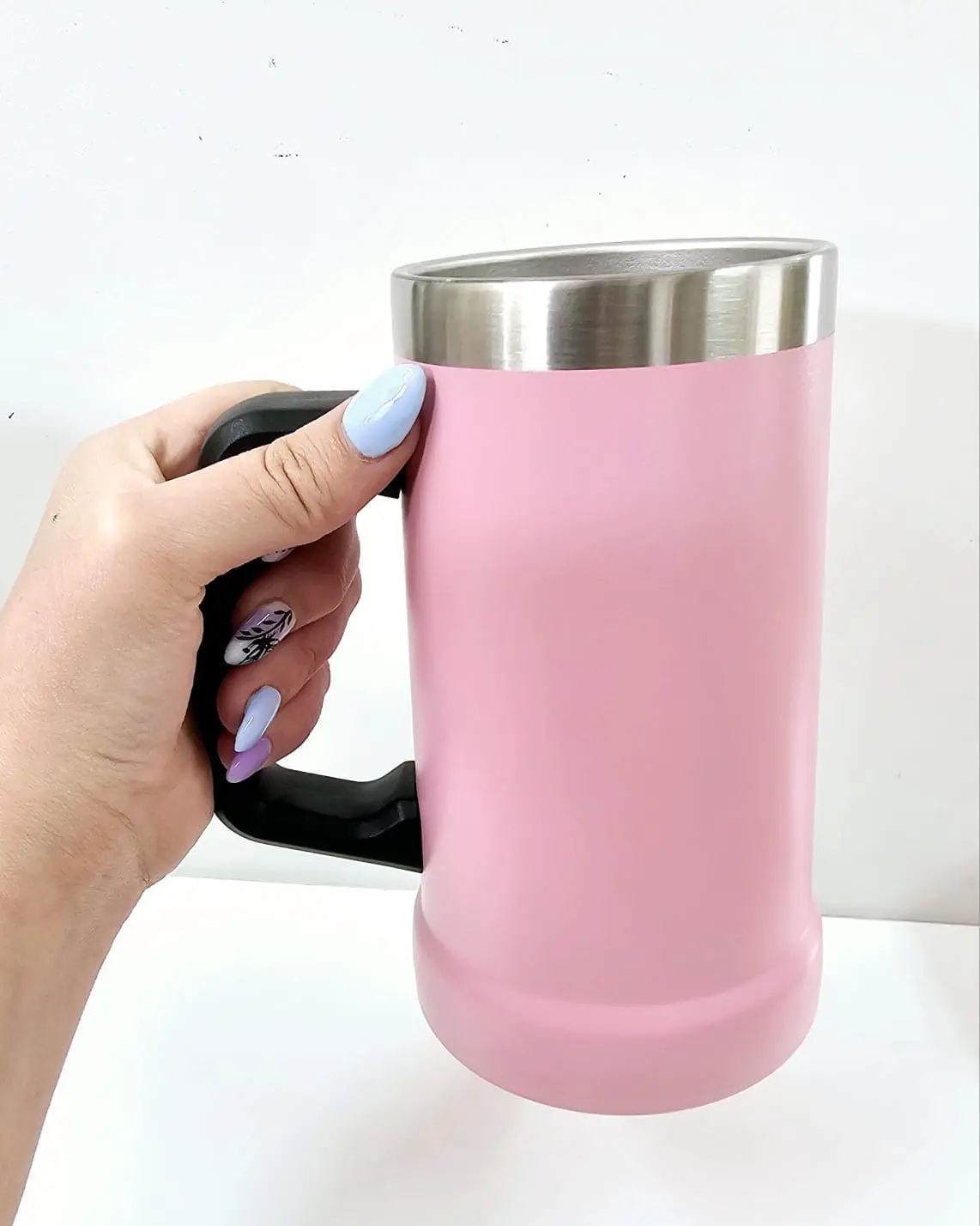 700ml Powder Coated Beer Mug Pink Tumblers : 23oz Steel Beer Mugs