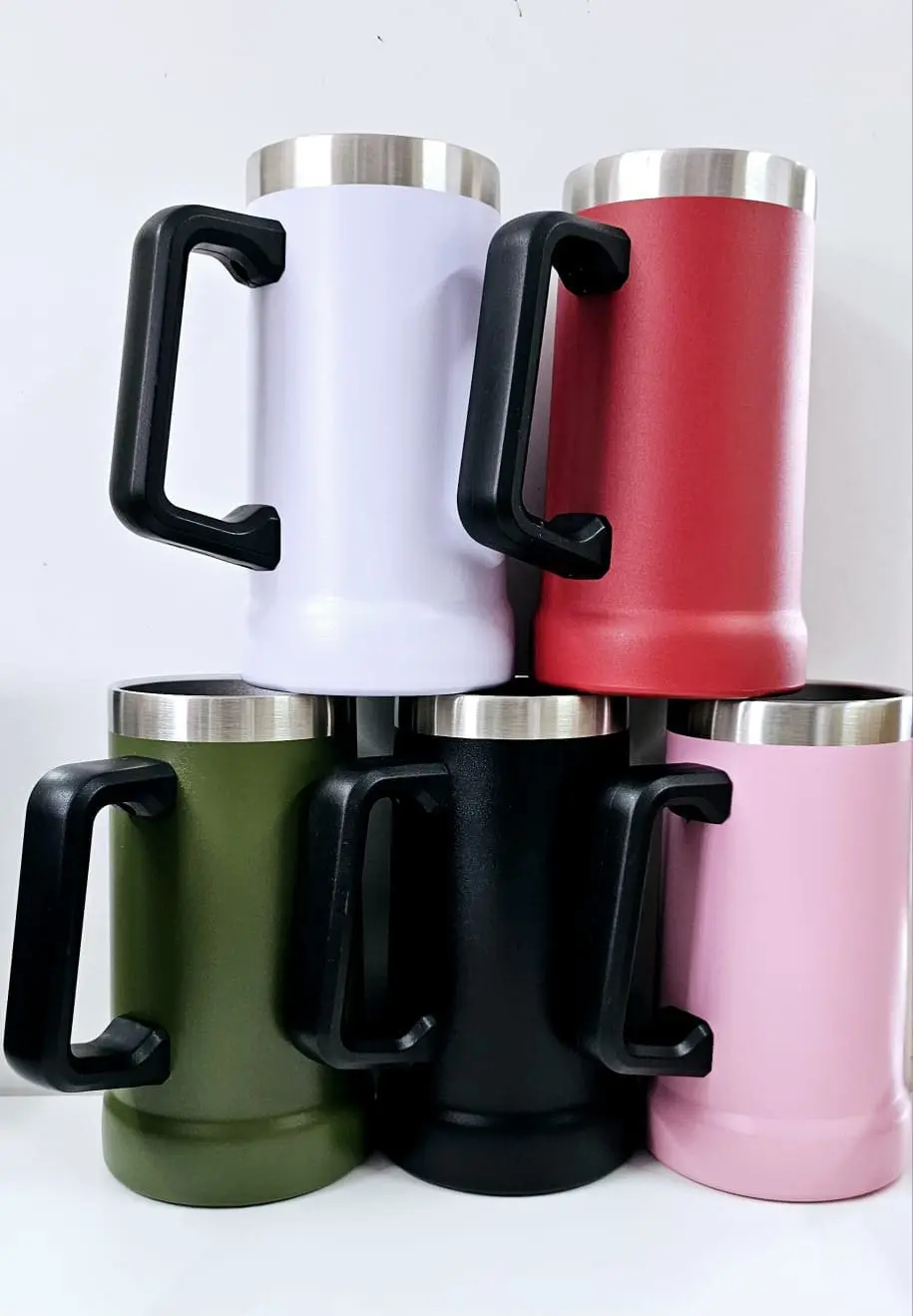 700ml Powder Coated Beer Mug Tumblers : 23oz Steel Beer Mugs