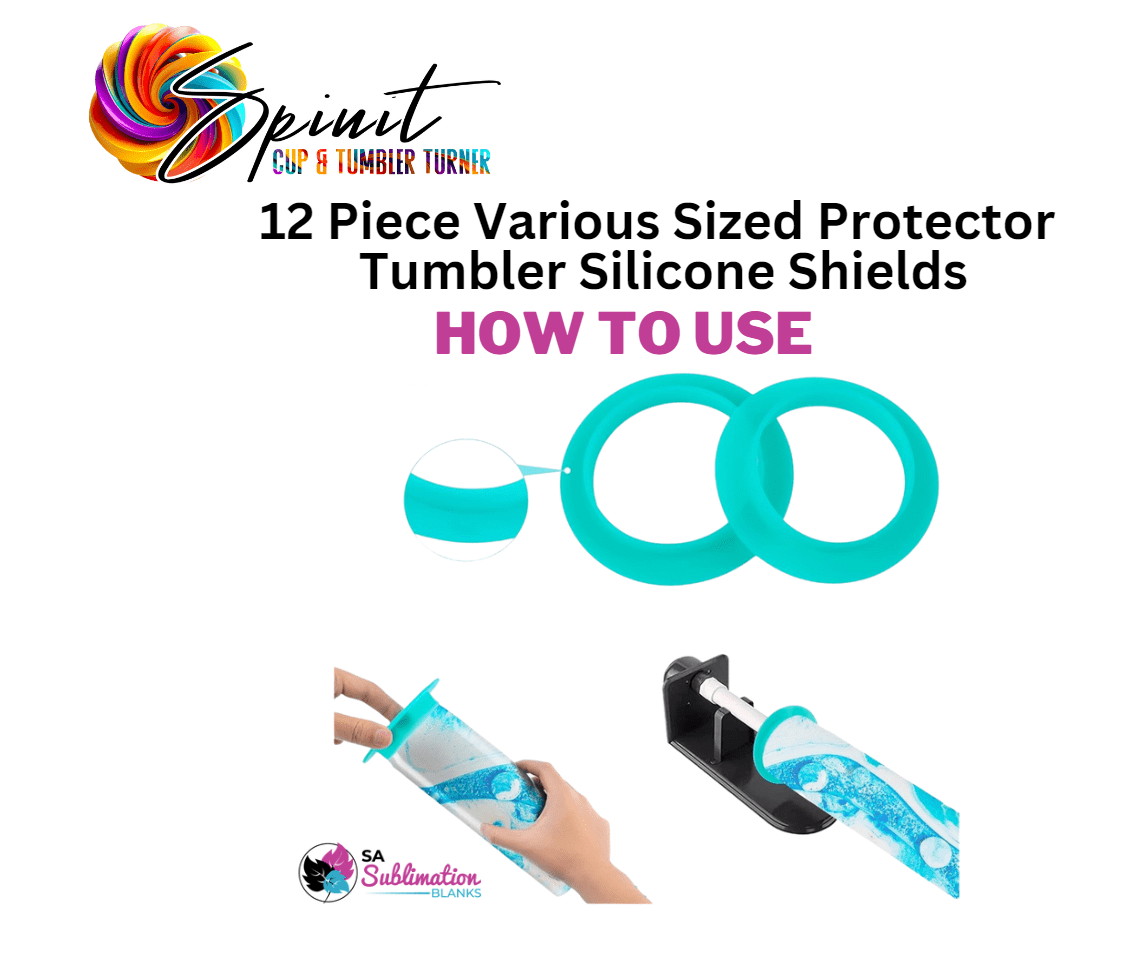 Epoxy Spinit Cup & Tumbler Spinner Consumables : 12 Piece Various Sized Protector Tumbler Silicone Shields