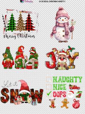 ChristmasVarietySheets_Variety3 3D UV Stickers : A4 Christmas Variety Sheet 3