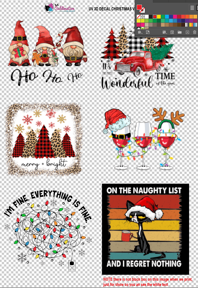 ChristmasVarietySheets_Variety4 3D UV Stickers : A4 Christmas Variety Sheet 4