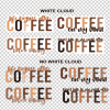 Coffee_White&Trans 3D UV Stickers : Coffee Themed 4 Sticker Combo (Code Coff1)