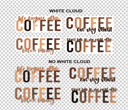 Coffee_White&Trans 3D UV Stickers : Coffee Themed 4 Sticker Combo (Code Coff1)