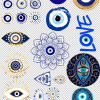 EvilEyeEE1 3D UV Stickers : A4 Evil Eye Greek Themed Stickers (EE1)