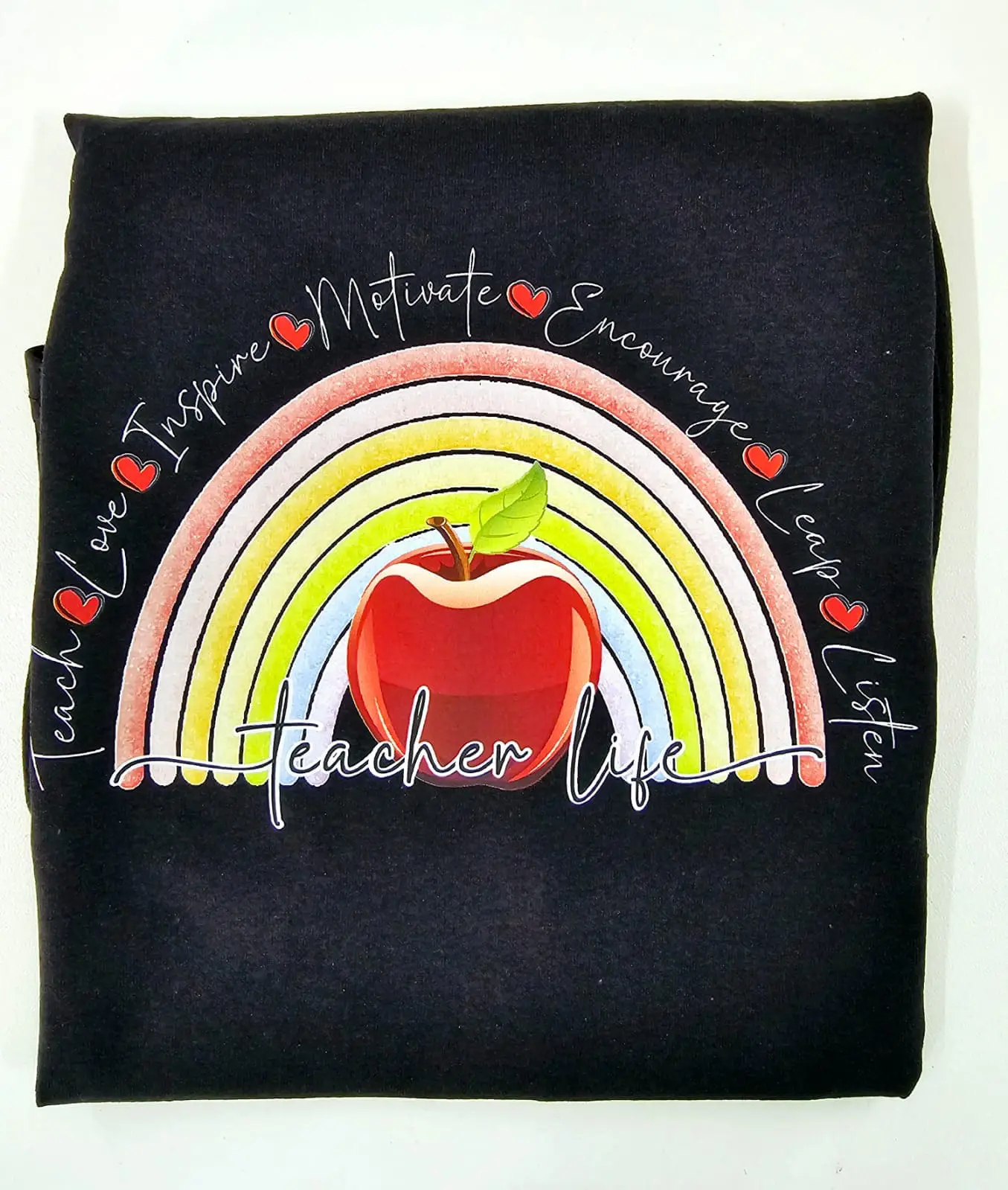 Design Corner : Teacher Life Rainbow Apple Design [Available in white & black text options] (SASDESIGN_TEA2)