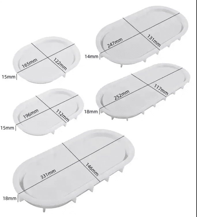 Resin & Epoxy : Oval Tray Moulds (5 Different Sizes)