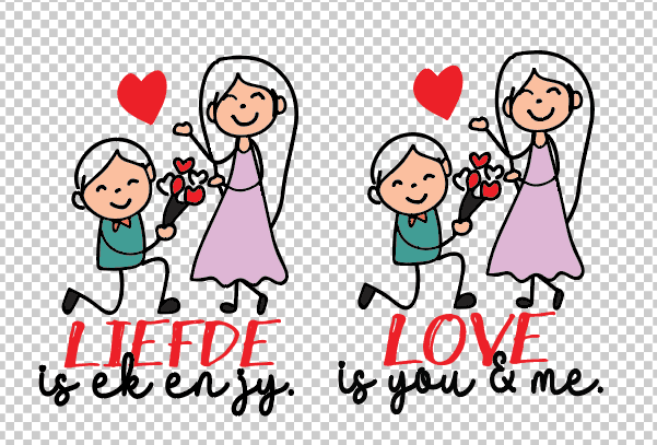 Valentine VT3 Love is You & Me Both WEB UV 3D UV Stickers : Valentine Love is you & me / Liefde is ek en jy (VT3)