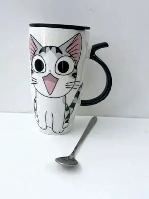 Cat with spoon Limited Edition : Ceramic Cat Mug