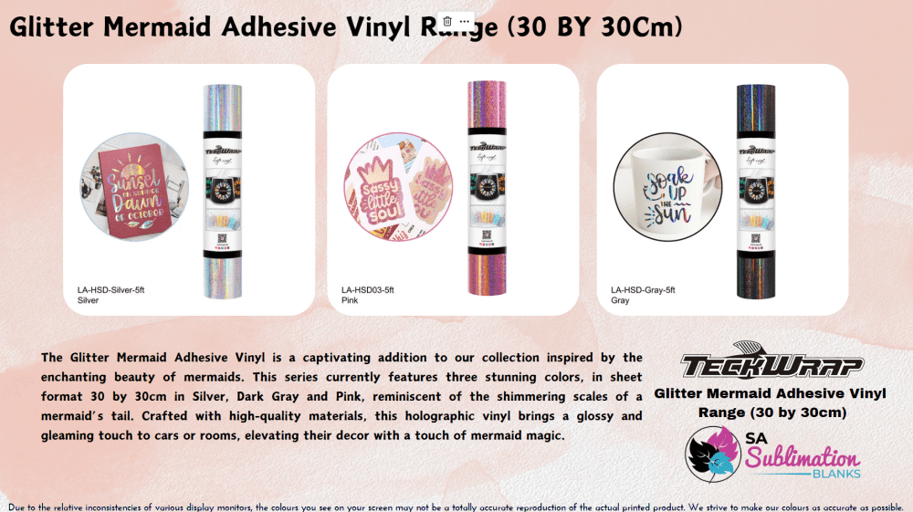 GlitterMermaidMermaid Teckwrap : Glitter Mermaid Adhesive Range (30 by 30cm)