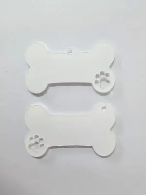 Acrylic Shapes : CLEAR Bone Keychain with hear paw cut out (1.5, 2, 3 & 5mm)