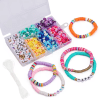 Jewelry : 6 Grid Alphabet, Spaces & 6mm Flat Round Polymer Clay Set Beads (8 Variants)