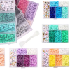 Jewelry : 6 Grid Alphabet, Spaces & 6mm Flat Round Polymer Clay Set Beads (8 Variants)