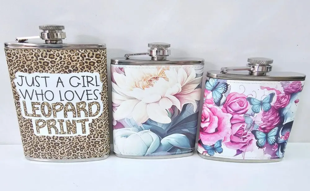 PU Leathere HipFlask11 Sublimation Blanks : PU Leather Steel Hip Flask (6, 7 and 8oz)