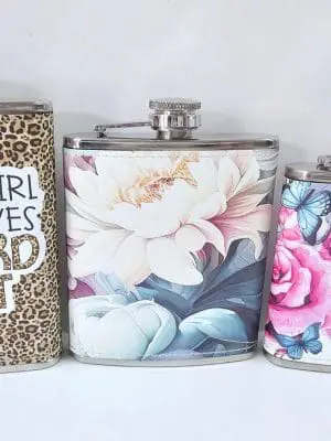 Sublimation Blanks : PU Leather Steel Hip Flask (6, 7 and 8oz)