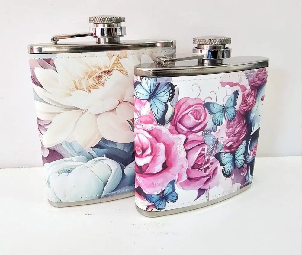 PU Leathere HipFlask2 Sublimation Blanks : PU Leather Steel Hip Flask (6, 7 and 8oz)
