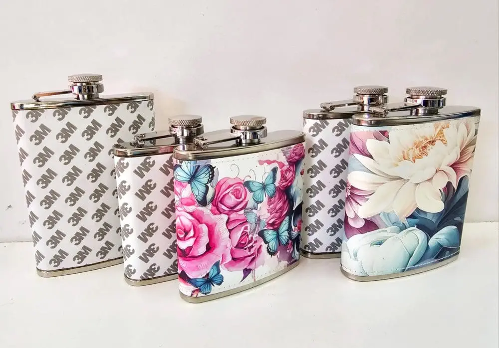 PU Leathere HipFlask9 Sublimation Blanks : PU Leather Steel Hip Flask (6, 7 and 8oz)