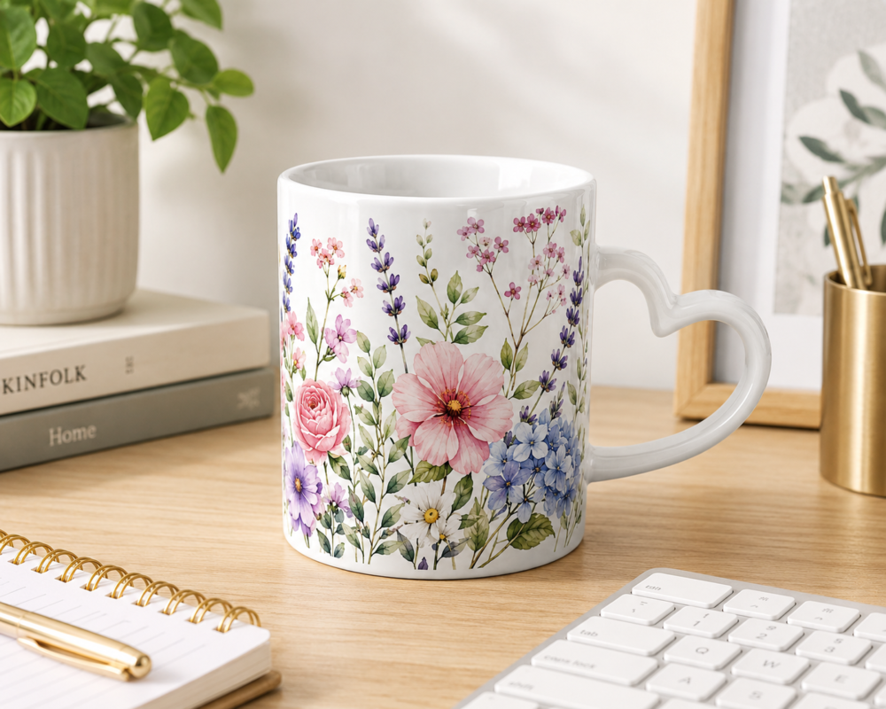 Sublimation Blanks : 11oz White Mug With Heart Shaped Handle (ZZ)