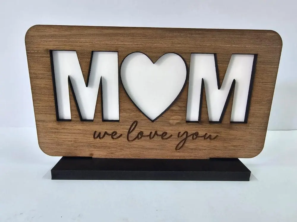 Mom Plaque Stand1 Laser Sublimation Blanks : MOM, MAMA or MAMMA Sublimation & Veneer Plaque with Stand