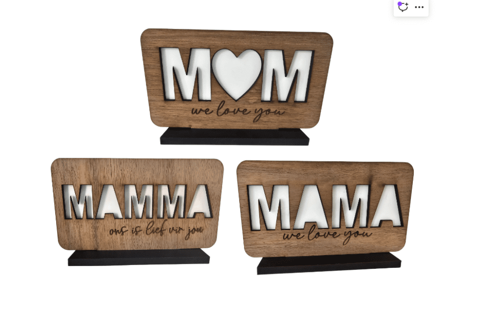 MomCombined Laser Sublimation Blanks : MOM, MAMA or MAMMA Sublimation & Veneer Plaque with Stand