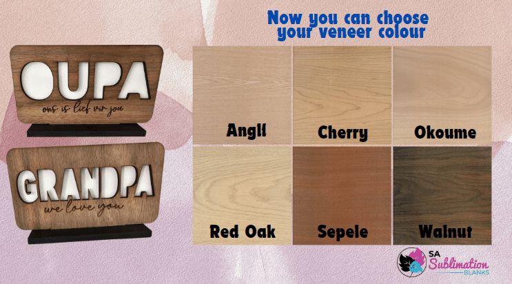 Oupa and Grandpa Combined Laser Sublimation Blanks : GRANDPA or OUPA Sublimation & Veneer Plaque with Stand