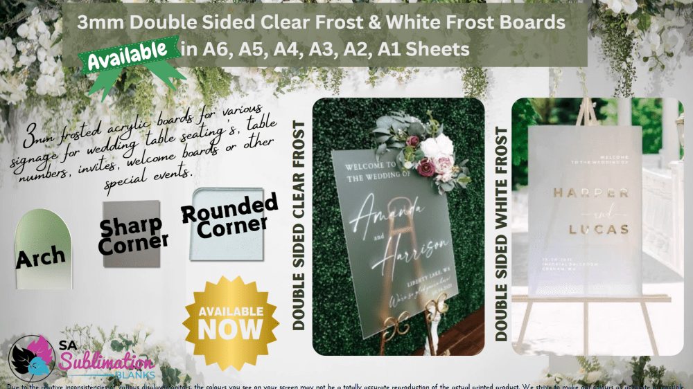 Acrylic Blanks : 3mm D/S Clear & Frost Boards (A6, A5, A4, A3, A2, A1 Sheets)