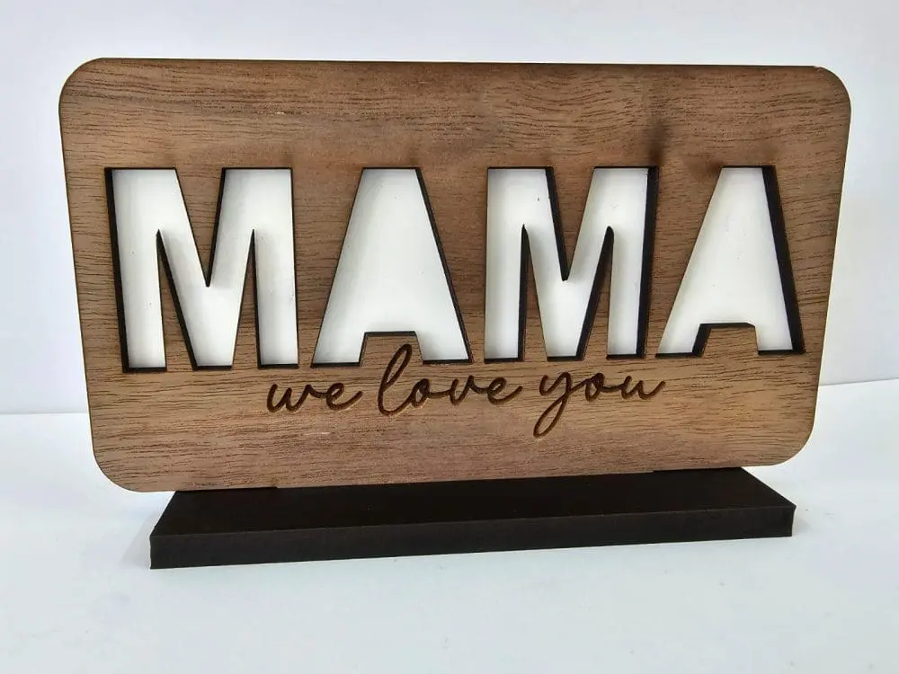 Mama Plaque Laser Sublimation Blanks : MOM, MAMA or MAMMA Sublimation & Veneer Plaque with Stand