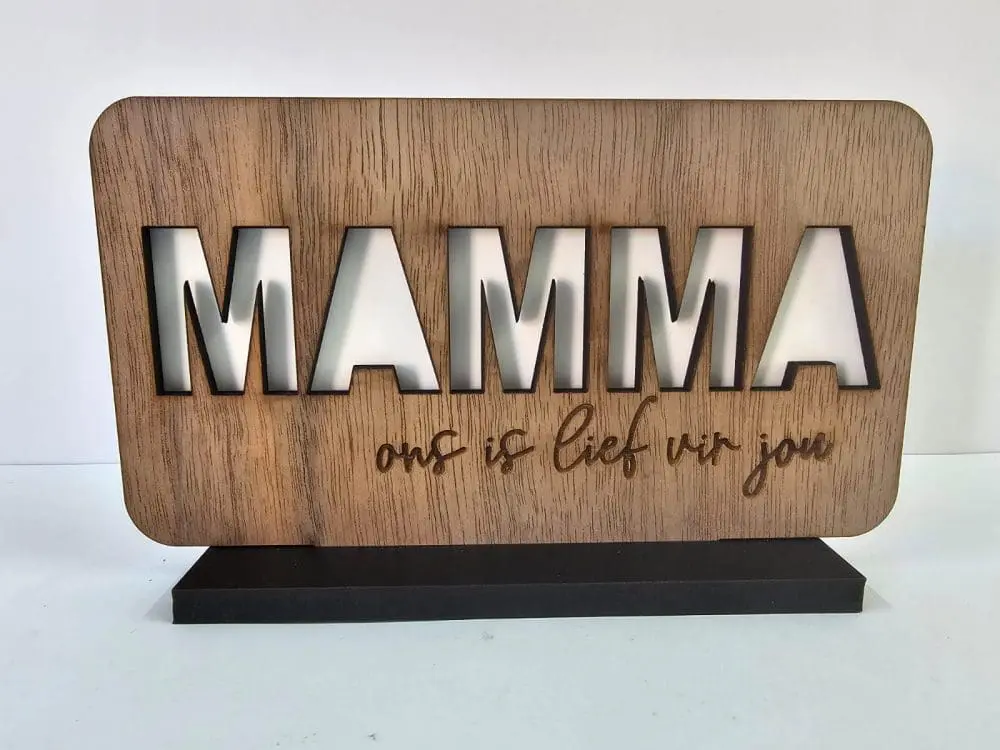 Mamma Plague Laser Sublimation Blanks : MOM, MAMA or MAMMA Sublimation & Veneer Plaque with Stand
