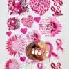 3D UV Stickers : A4 Breast Cancer Awareness Deluxe Combo + x6, 2mm 6cm Rose Gold Mirror Acrylic Discs (CAN1 A4 Combo)