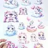 3D UV Stickers : A4 Unicorn Deluxe Combo + 6cm Acrylic Discs (Uni Delux4)