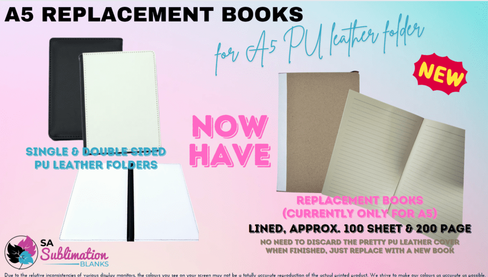Sublimation Blanks : Replacement books for PU Leather Notebooks