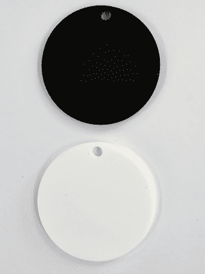 Acrylic Black White Circle Laser Acrylic Shapes : Circle 4, 5 & 6cm Acrylic Keychains in 3mm BLACK or WHITE + 30mm Silver Split Keyring