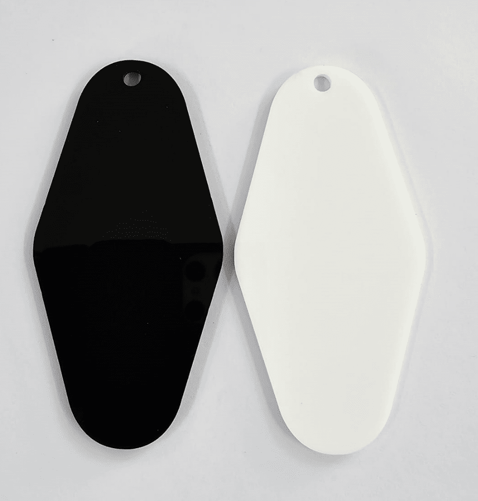 Acrylic Black White Motel Laser Acrylic Shapes : 3mm BLACK or WHITE Acrylic Motel Keychain + 30mm Silver Split Keyring