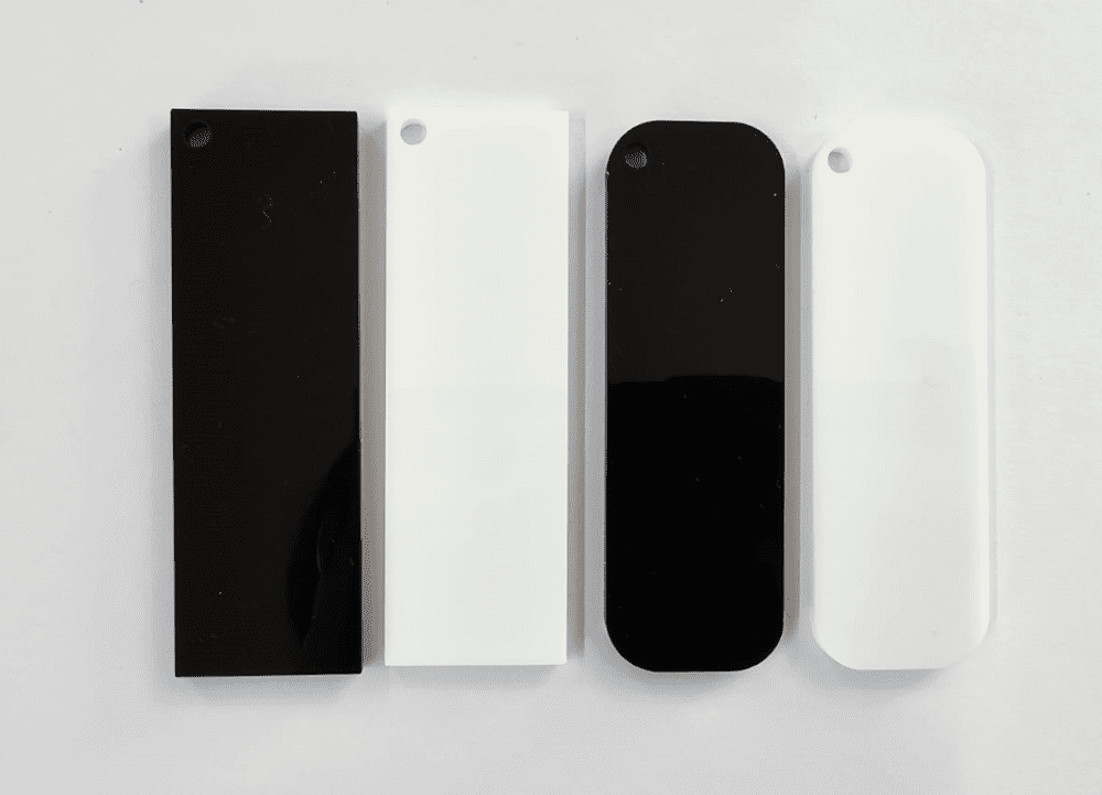 Acrylic Black White Tags Laser Acrylic Shapes : 3mm BLACK or WHITE Tag (number plate) Keychain (Square & Round)