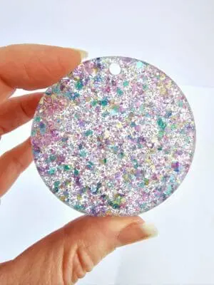Acrylic Shapes : GLITTER Unicorn Blizz Circle Acrylic Keychain Disc 5 or 6cm 3mm + 30mm silver keyring