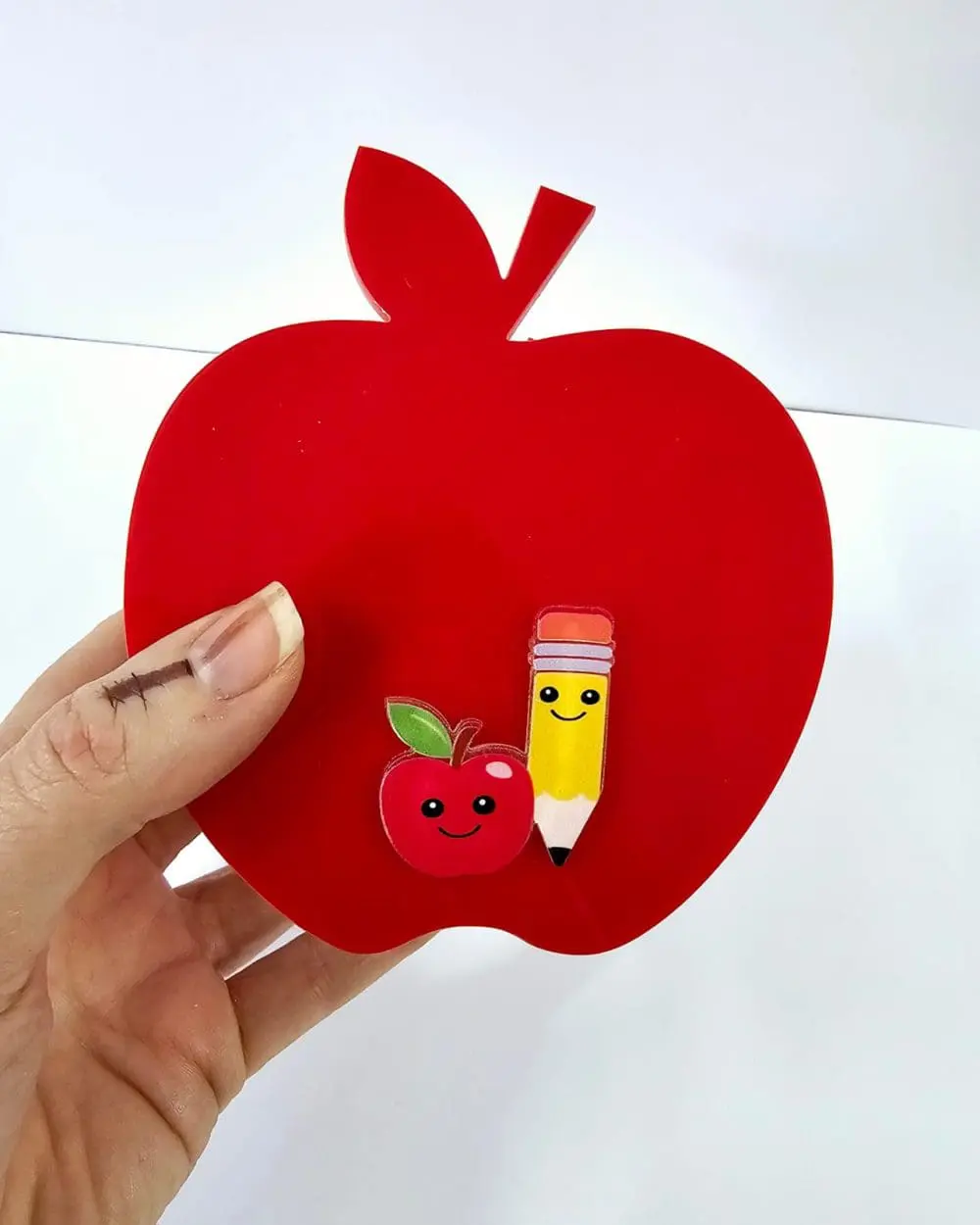 Apple1 Acrylic Consumables : Printed Acrylic Charms Apple & Pencil (AP1)
