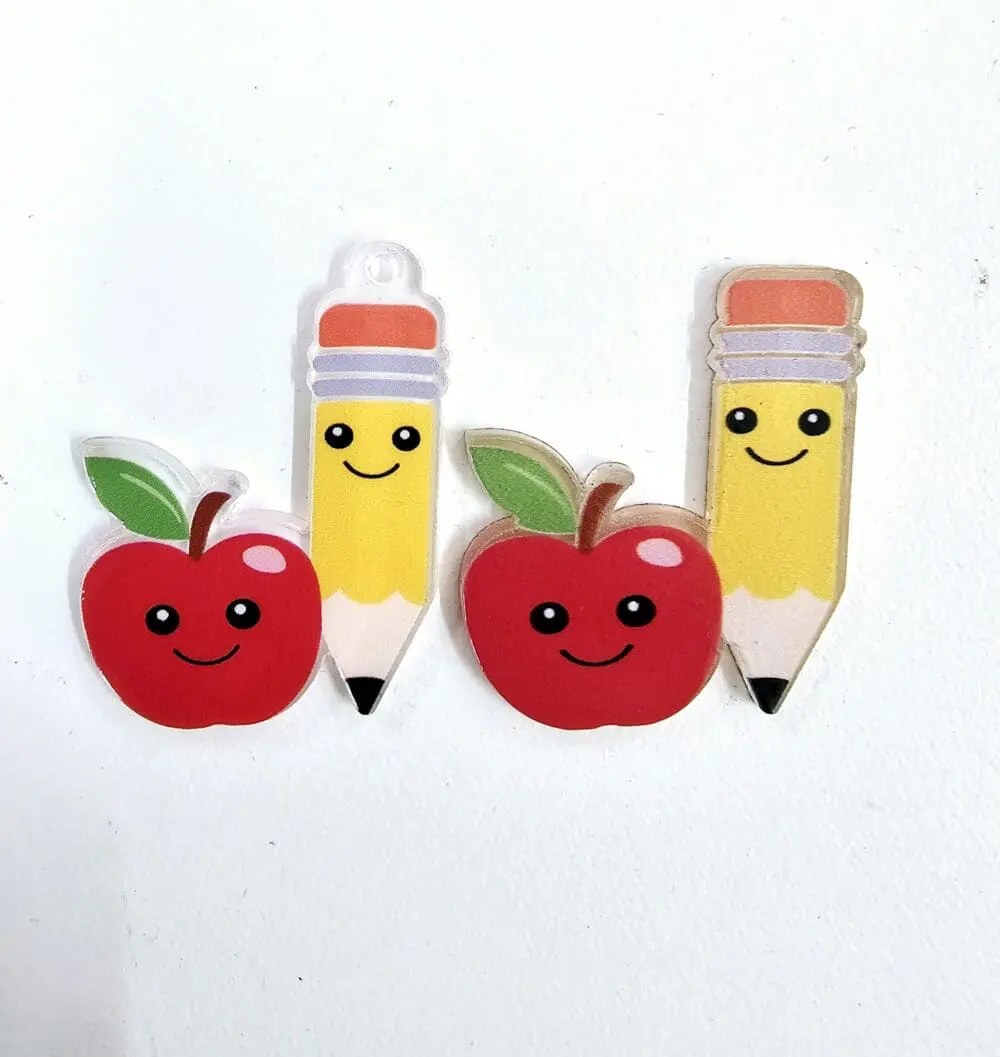 ApplePencil1 Acrylic Consumables : Printed Acrylic Charms Apple & Pencil (AP1)