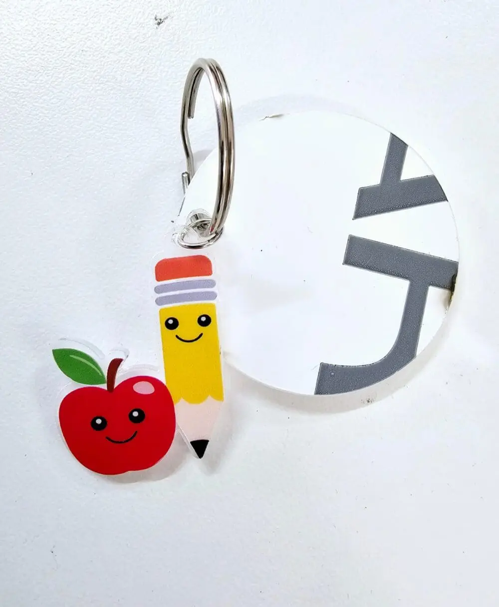 Charm Keychain Acrylic Consumables : Printed Acrylic Charms Apple & Pencil (AP1)