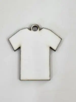 Laser Sublimation Blanks : Super Glossy 3mm Single or Double Sided Sublimation MDF Tshirt Keychain + 30mm Silver Split Keyring