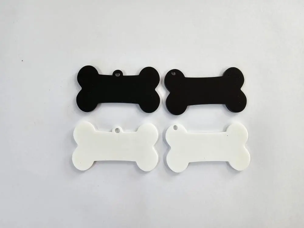 without paw Acrylic Shapes : 3mm BLACK or WHITE Bone Acrylic Keychain Plain