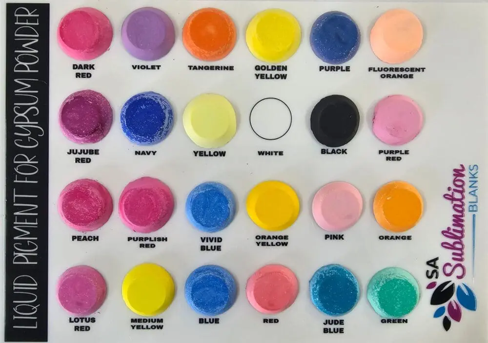 Gypsum Art : Water-based Pigment Power for Gypsum & Cement (24 Colours)