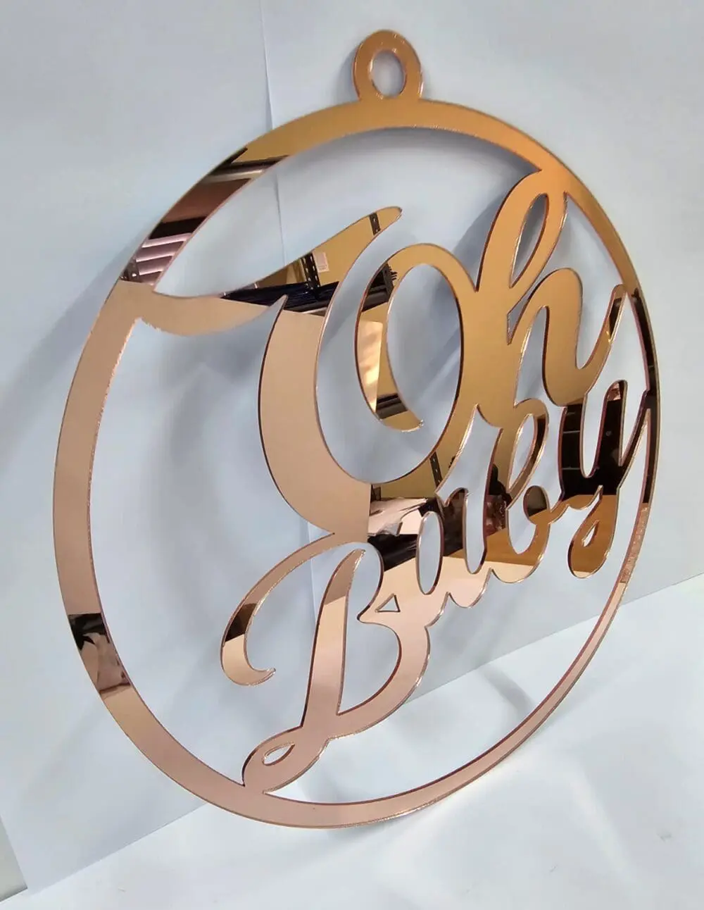 Laser Acrylic : Welcome Party or Room Boards : Oh Baby Mirror (Rose gold, silver, gold, bronze, pink, blue, purple & black)