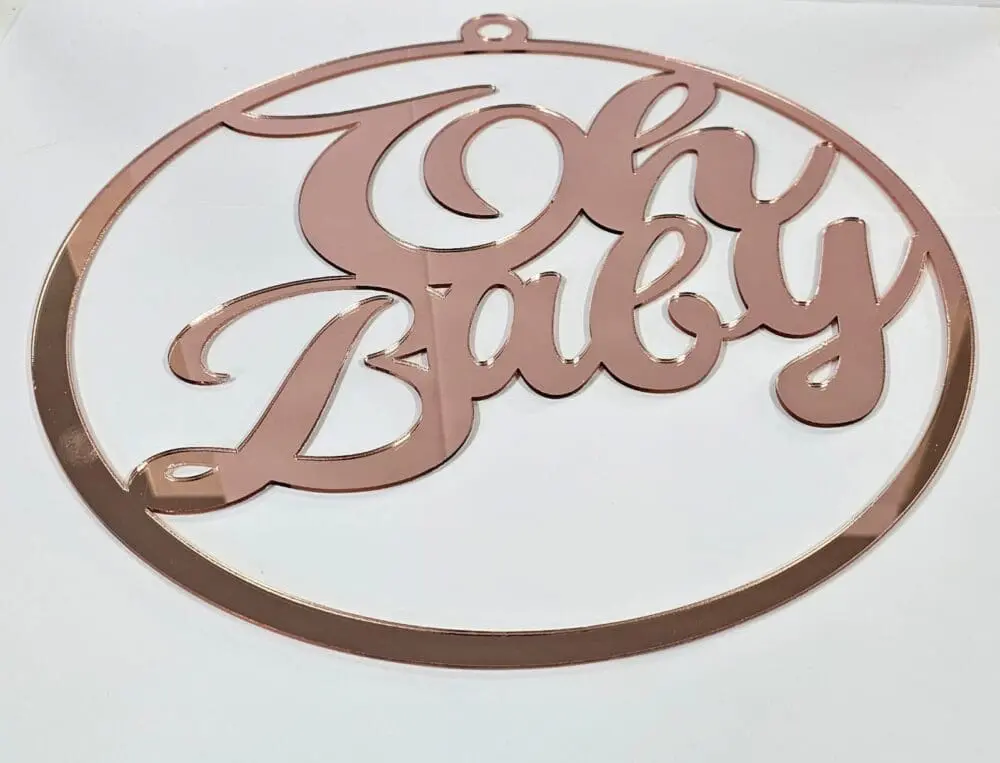 Laser Acrylic : Welcome Party or Room Boards : Oh Baby Mirror (Rose gold, silver, gold, bronze, pink, blue, purple & black)