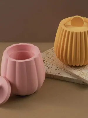 Silicone Moulds : (7) Container/Jar Silicone Moulds with lid for Candle, Jesmonite/Gypsum Power & Resin Art