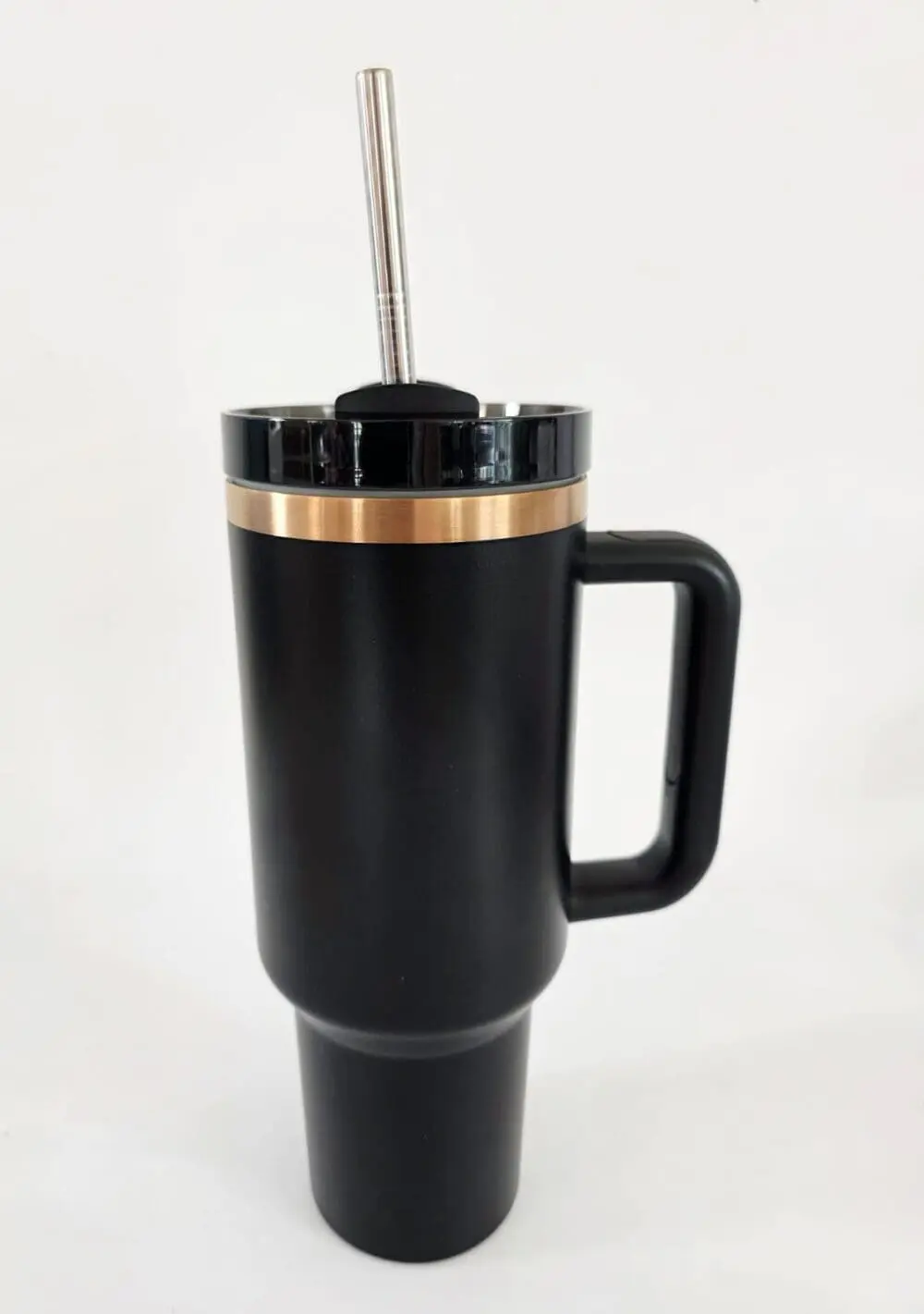 Laser Engraving : 40oz Black & Cream Laser Engraving Tumbler with Rose Gold Base (Stanley Dupe)