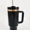 Laser Engraving : 40oz Black & Cream Laser Engraving Tumbler with Rose Gold Base (Stanley Dupe)