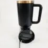 Laser Engraving : 40oz Black & Cream Laser Engraving Tumbler with Rose Gold Base (Stanley Dupe)