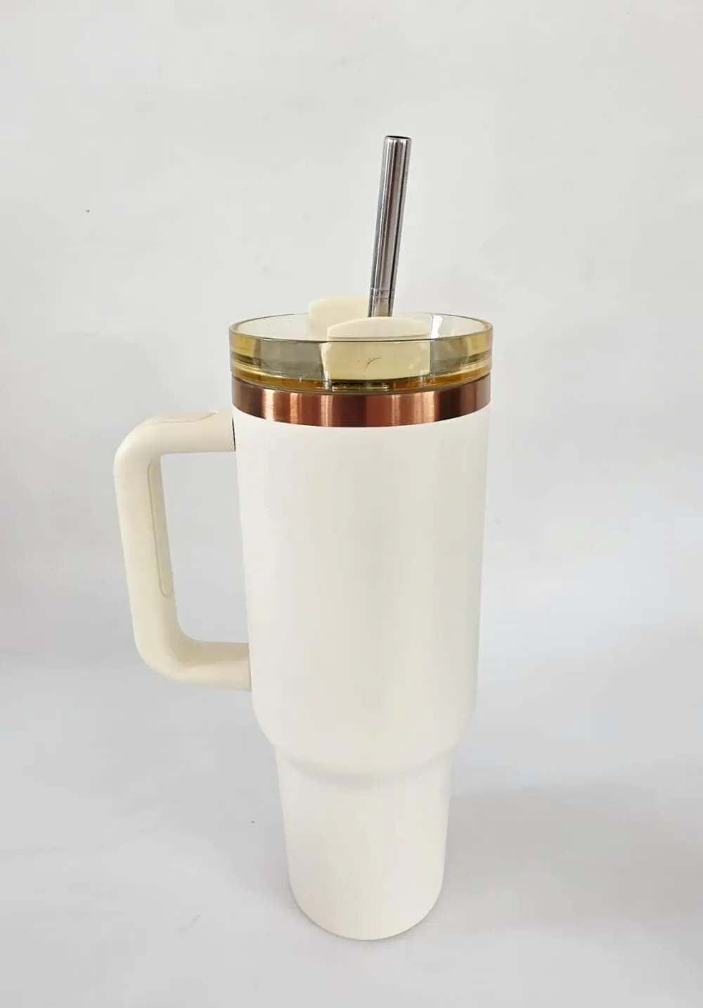 Laser Engraving : 40oz Black & Cream Laser Engraving Tumbler with Rose Gold Base (Stanley Dupe)
