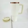 Laser Engraving : 40oz Black & Cream Laser Engraving Tumbler with Rose Gold Base (Stanley Dupe)